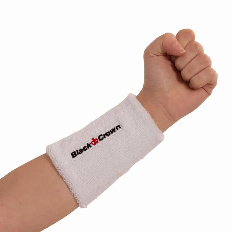 Black Crown Long White Wristbands 2 Units