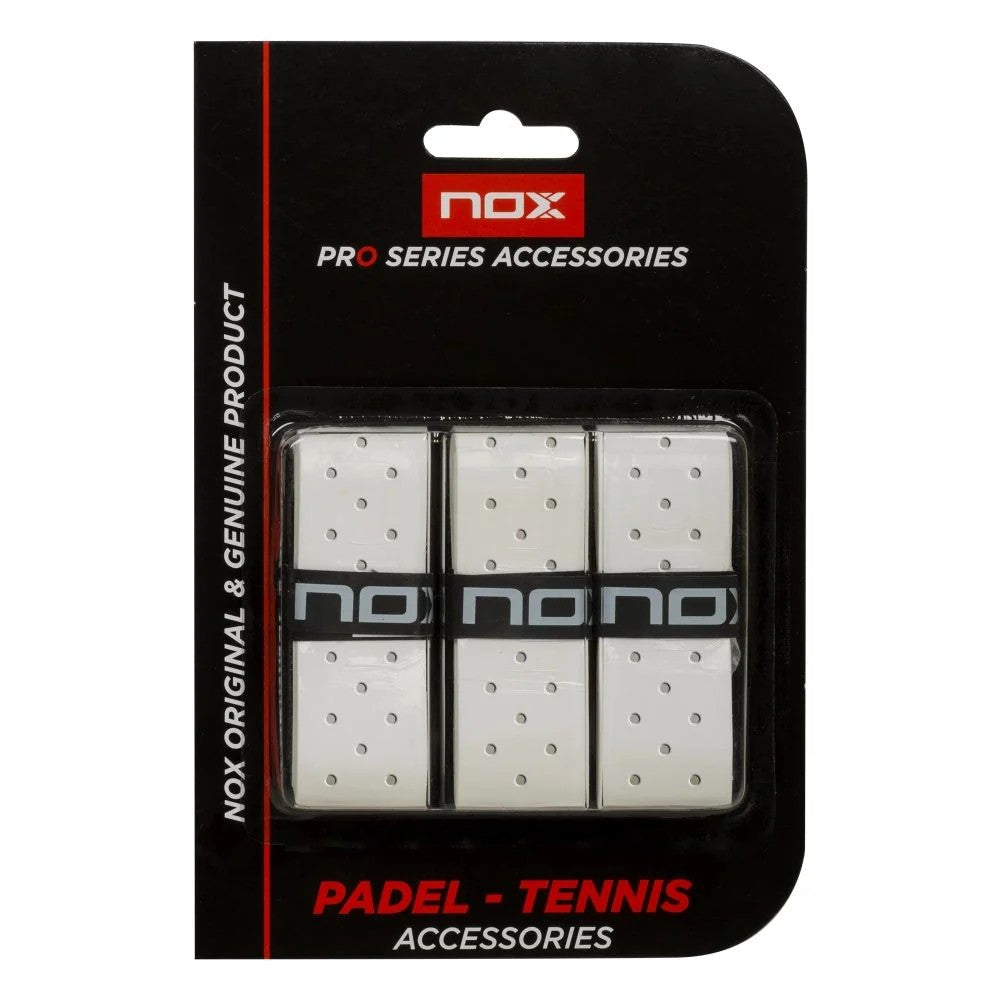 Nox Pro Perforated White Blister Pack of 3 Overgrips
