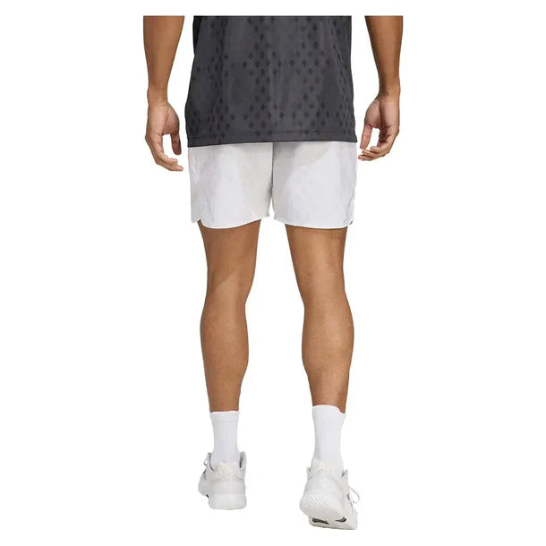 Men's Club Graphic 7 Inch Tennis Short White and Dash Grey