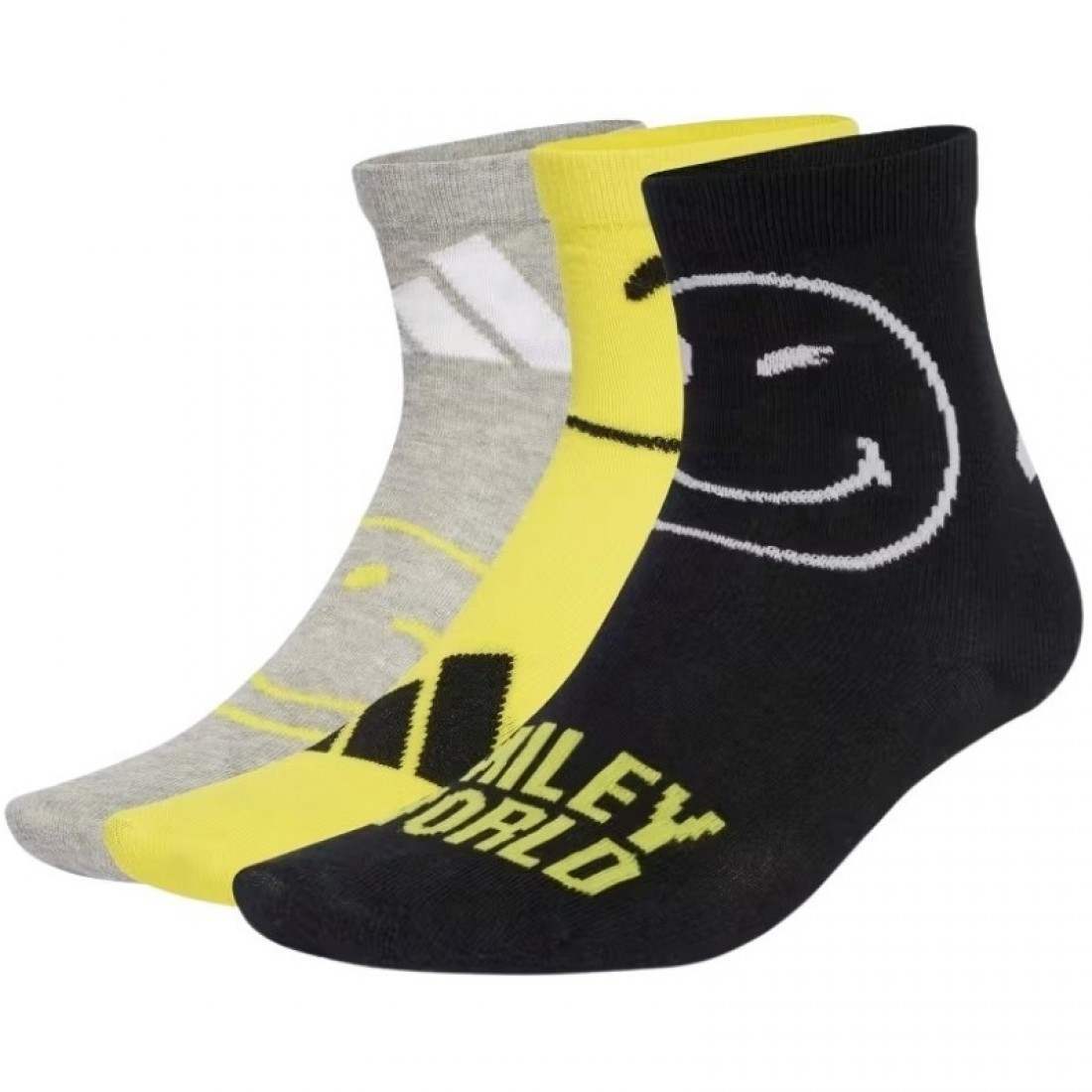 Adidas Smiley Socks Grey Yellow 3 Pairs