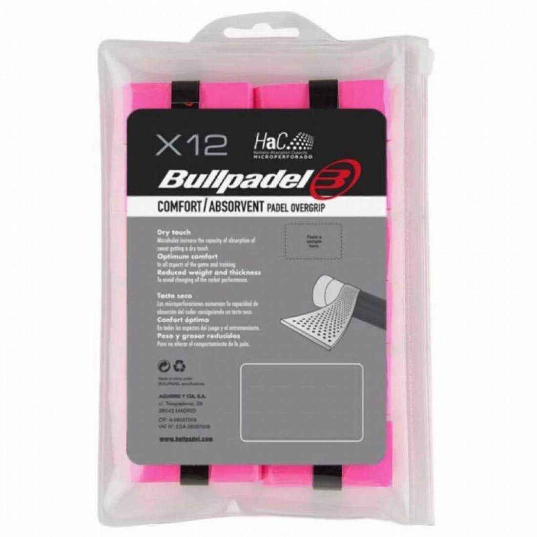 Bullpadel Overgrips Microperforated Fluorescent Pink 12 Units