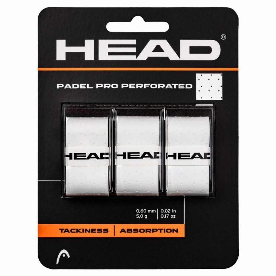 Head Padel Pro Perforated White Overgrips, 3 Units