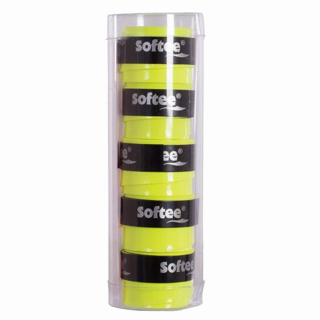 Softee Tech Plain Fluorescent Yellow Overgrips, 5 Units