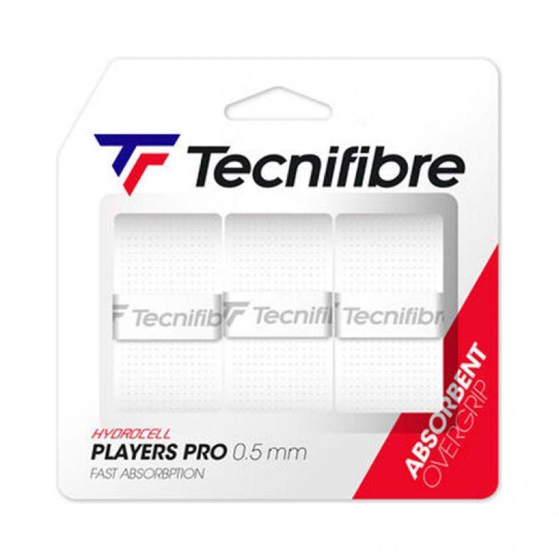 Tecnifibre Players Pro White Overgrips, 3 Units