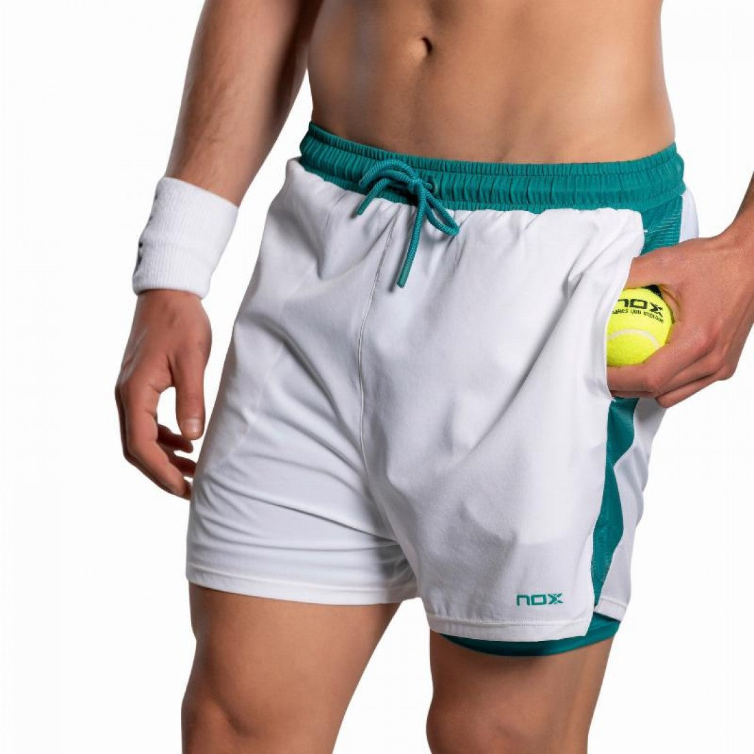 Nox Pro White Green Ivy Shorts
