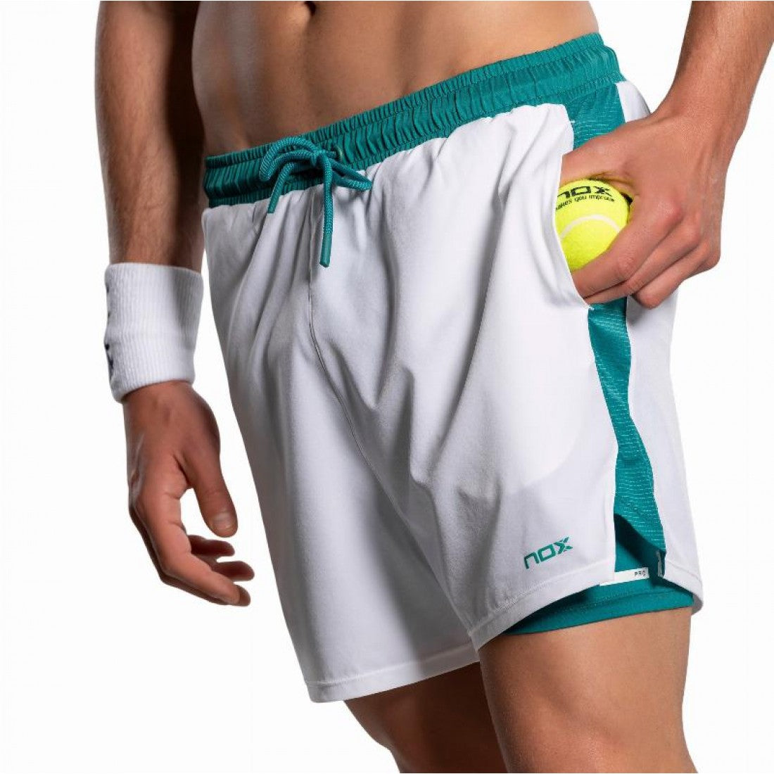Nox Pro White Green Ivy Shorts